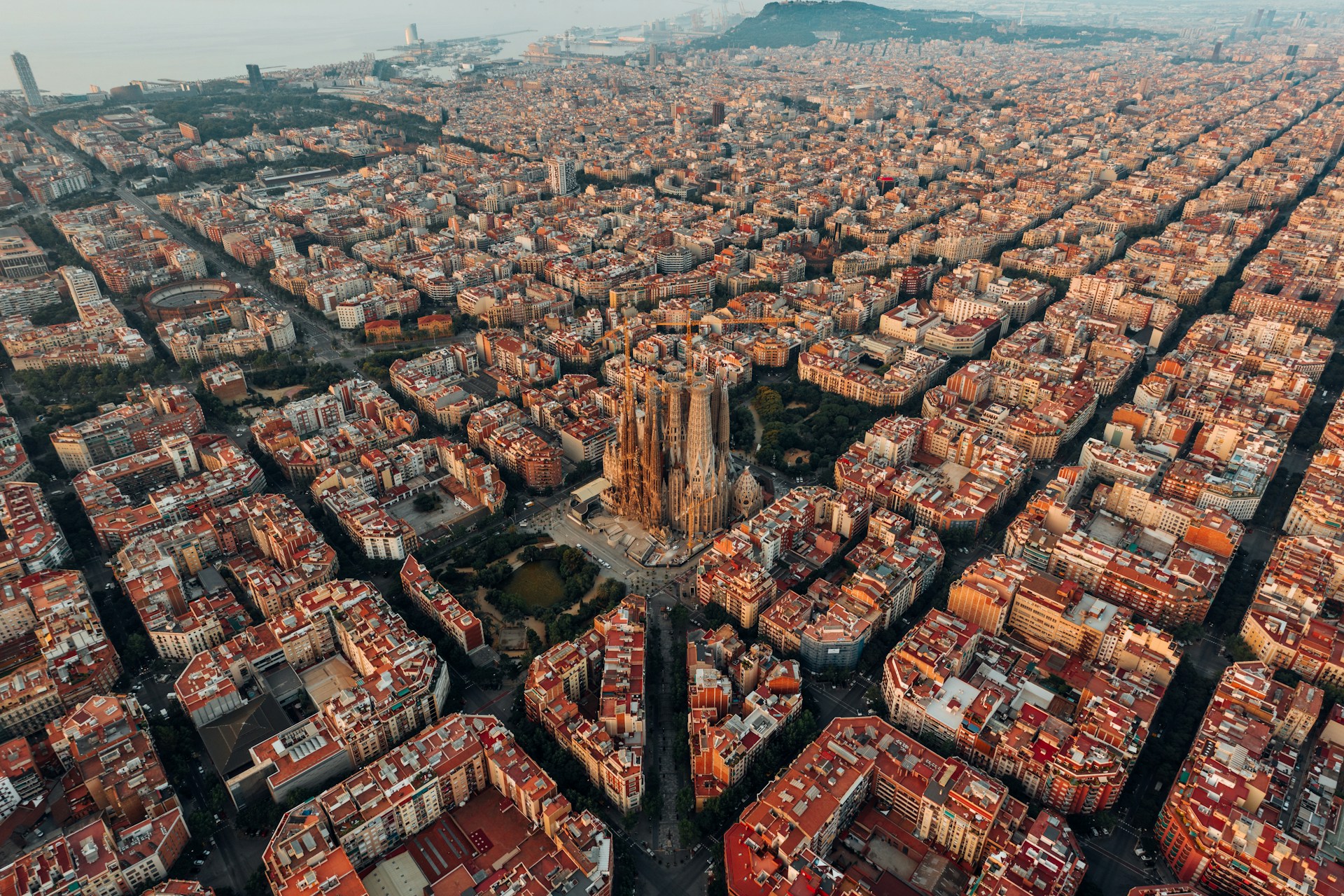 An aerial view of Barcelona Spain